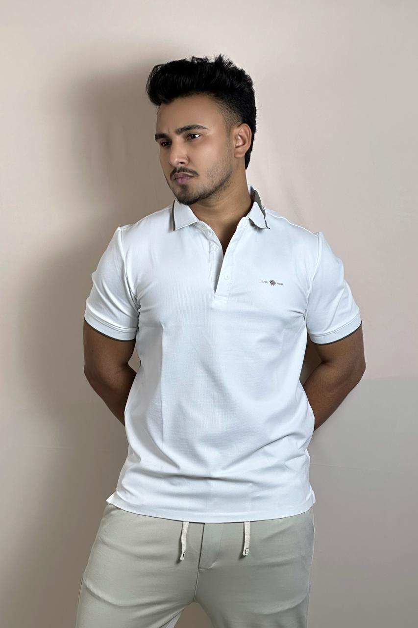 সাদা কালার পোলো টি-শার্ট-RAW